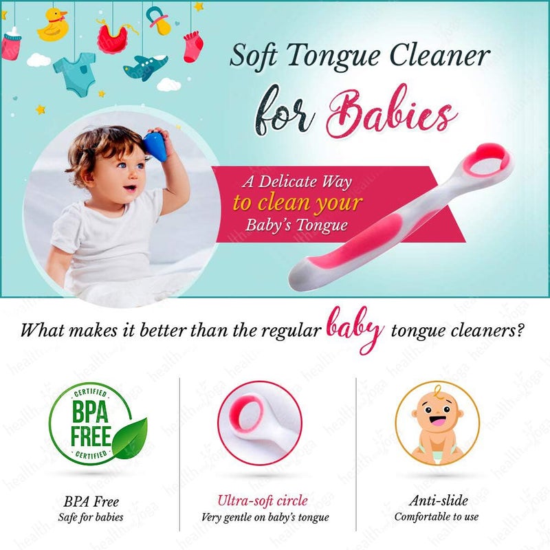 SoulGenie HealthAndYogaâ„¢ Soft Tongue Cleaner for Babies - Delicate Cleaning (Colors May Vary) - Image 4