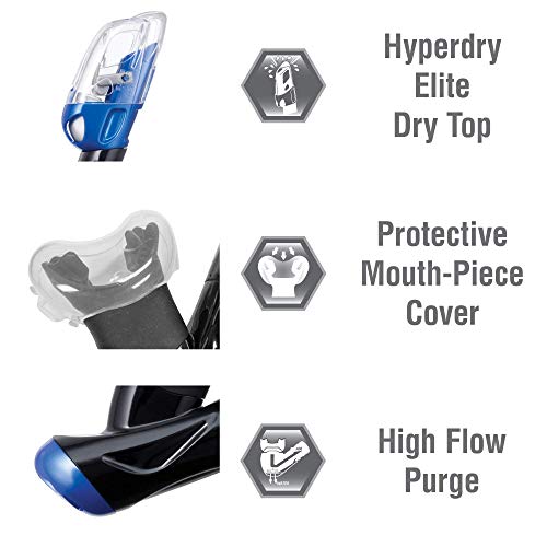TUSA Sport Adult Visio Tri-Ex Mask and Dry Snorkel Combo, Black/Metallic Blue, UC-3125PQB-MB - Image 3