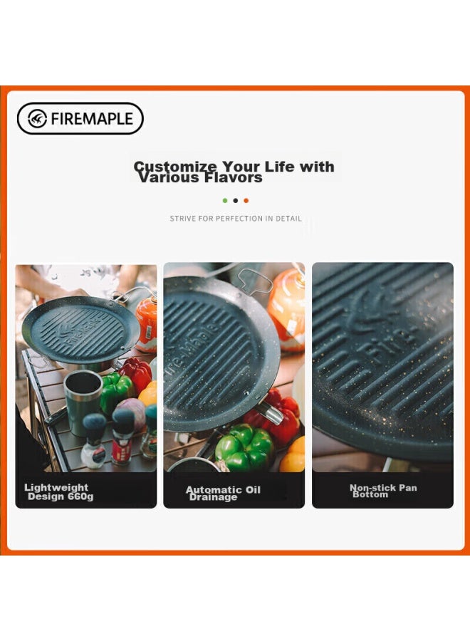 Fire-Maple Fire-maple All-purpose Grilling Pan, Outdoor Equipment For Camping, Korean-style Round Portable Stove Grill Pan, Non-stick Coating  - Image 4