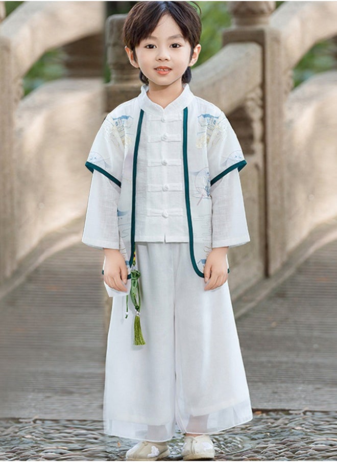 ال_اوياما - الأولاد Hanfu النمط الصيني مجموعة قميص السراويل قطعتين الدعاوى الربيع والخريف جديد للأطفال سلالة تانغ ملابس عصرية للجنسين - Image 1