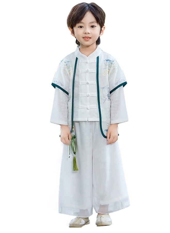 ال_اوياما - الأولاد Hanfu النمط الصيني مجموعة قميص السراويل قطعتين الدعاوى الربيع والخريف جديد للأطفال سلالة تانغ ملابس عصرية للجنسين - Image 1