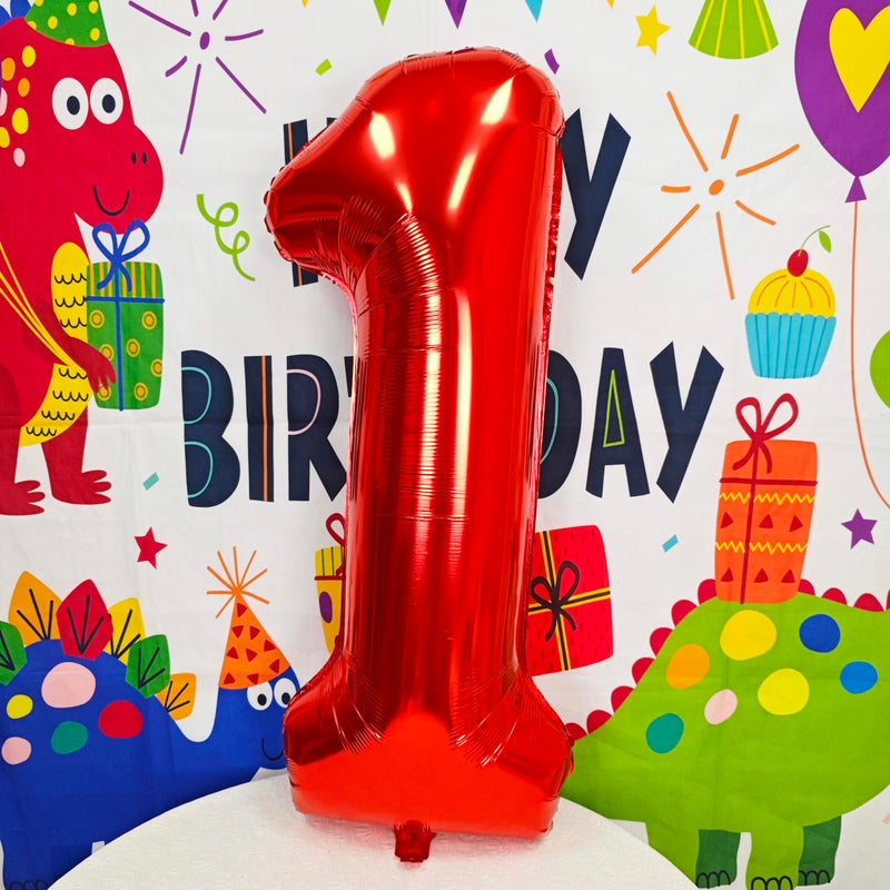 CHANGZHONG 40 inch red number 1 balloon giant helium polyester film 1th birthday girl boy self inflating digit one for anniversary celebration baby shower New Year engagement party decoration - Image 4