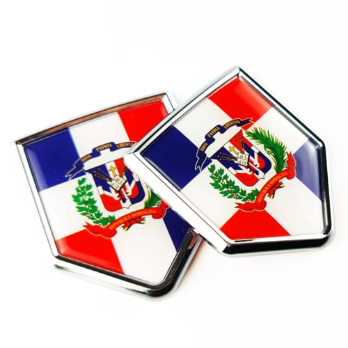 Newperlite Dominican Flag Decal Sticker Emblem Flag Car Decoration Accessories Shield for Cars Truck Vehicles 2 Pack - Image 1