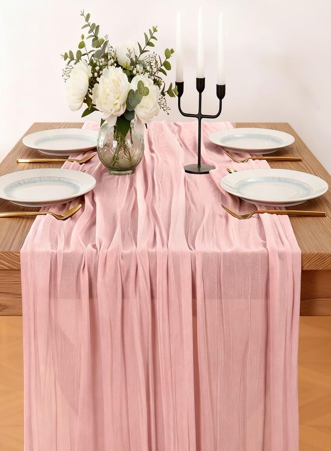 Mkobon Dusty Pink Cheesecloth Table Runner, 10 FT Boho Rustic Cheese Cloth Gauze, 35x120 Inches Centerpieces Decor for Wedding Spring Easter Baby Bridal Shower Party Decoration, 1 Pack - Image 2
