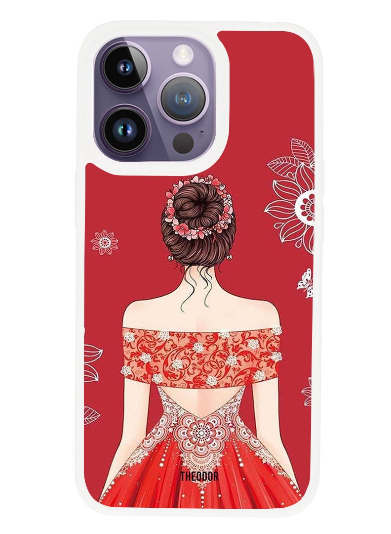 Theodor Protective Case Anti Scratch Shock Proof Cover For APPLE IPHONE 14 PRO MAX Cute Ladyy (White Bumper) - Image 1