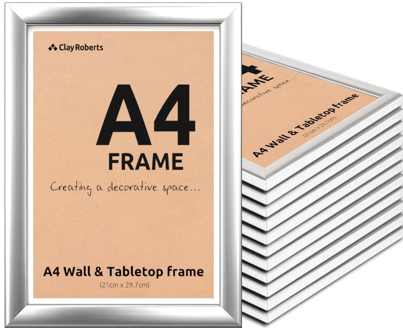A4 Photo Frame Silver Pack of 12 Picture Frame Certificate Art Print Poster 21cm x 297cm Silver Frames A4 Photo Collage Gallery Display