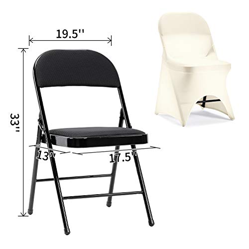 Peomeise Stretch Spandex Folding Chair Cover with Open Back for Wedding Party Dining Banquet Event (Ivory with Open Back,6pcs) - Image 3