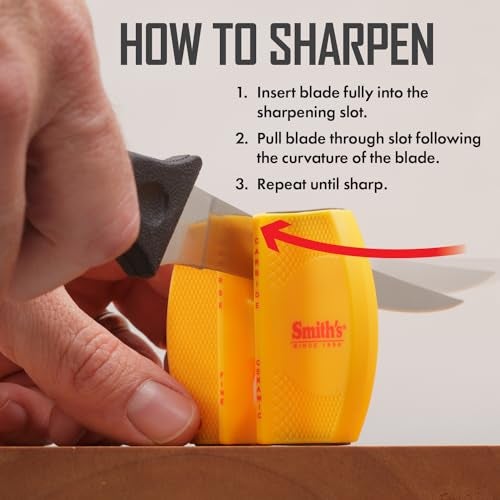 Smith's CCKS 2-Step Knife Sharpener - Yellow - 2-Step Preset Coarse & Fine Slots - Outdoor Handheld Knife Sharpener - Fishing, Hunting, Fillet, Pocket Knives - Compact Plastic Portable Keychain Tool - Image 3