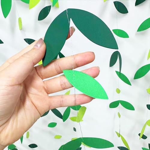 pinkblume 52 Ft Spring Summer Theme Green Paper Leaf Garland Hanging Leaves Streamer Banner for Green Birthday Wedding Engagement Bridal Shower Bachelorette Baby Shower Tea Party Decorations Supplies (4 Packs) - Image 5