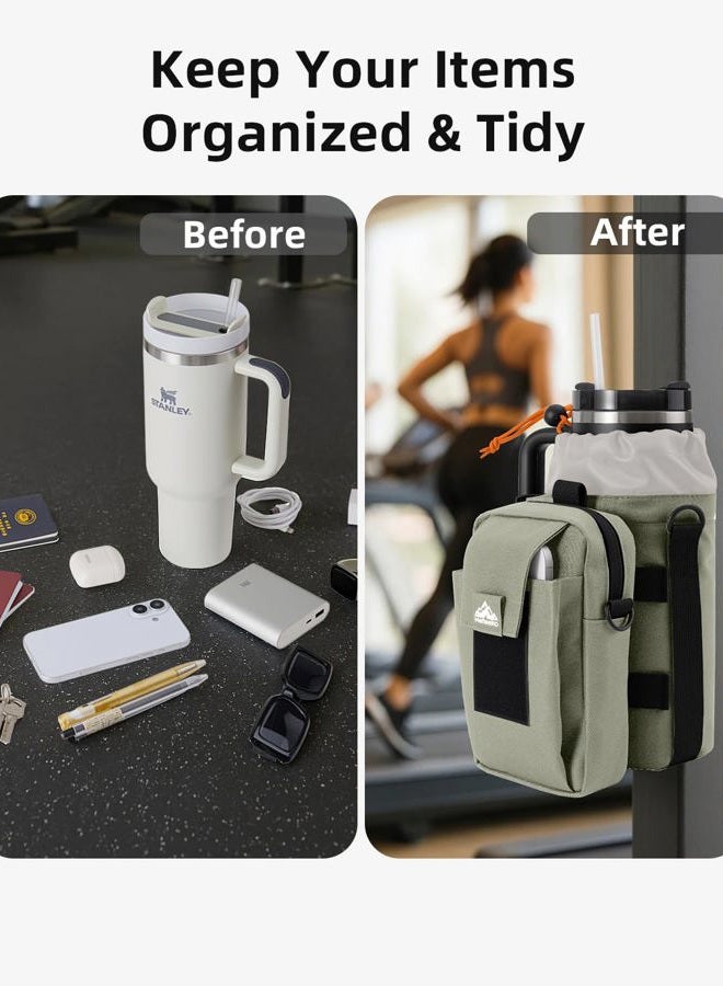 Nefeeko Magnetic Water Bottle Bag, Bottle Holder for Gym – Detachable 2-in-1 Design | Fits 40OZ Bottles | Durable Oxford Fabric | Ideal for Fitness/Golf/Tennis/Hiking (Khaki) - Image 3