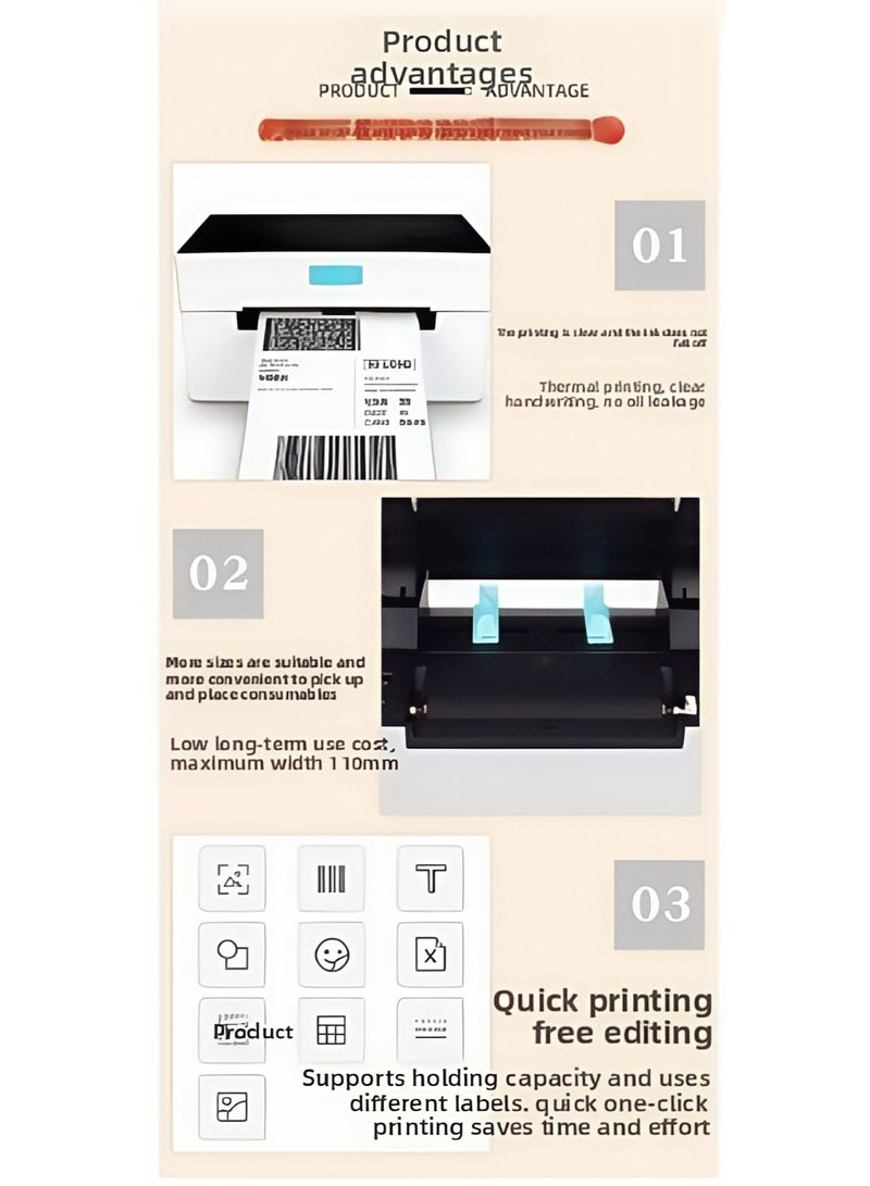 Claison Express E-Shipment Label Printer, Barcode Label Printer, Adhesive Thermal Label Machine  - Image 3