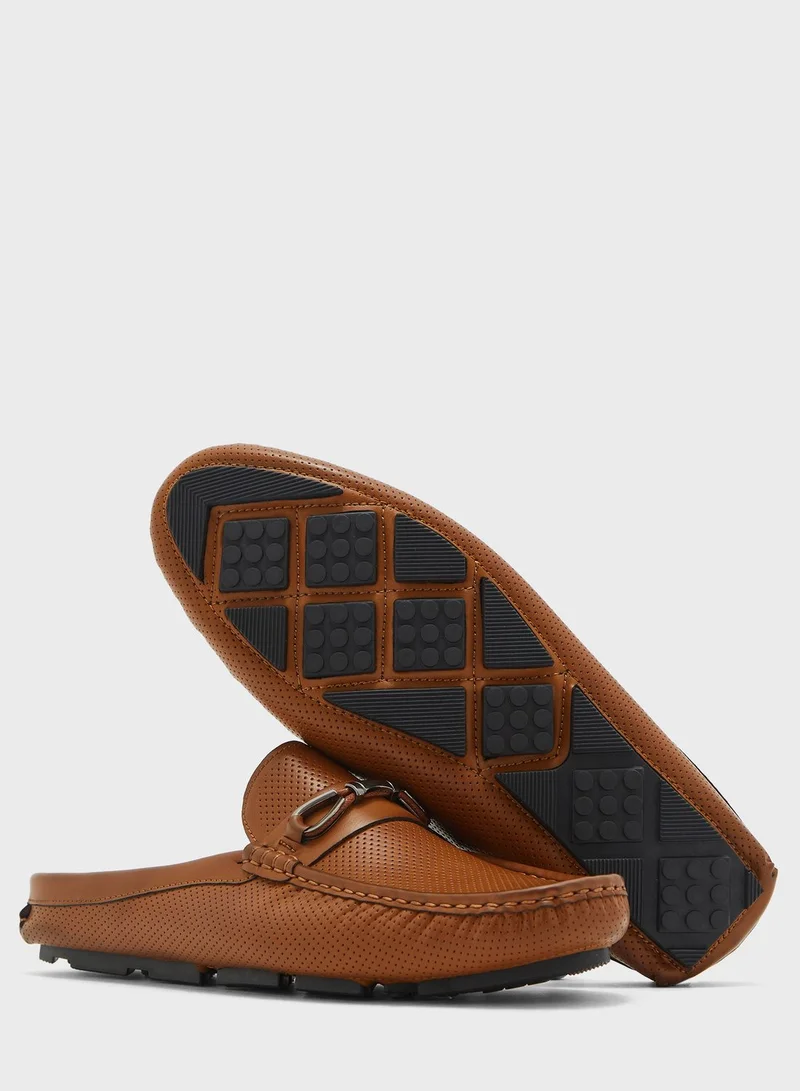 Robert Wood Faux Leather Moccasin Mules