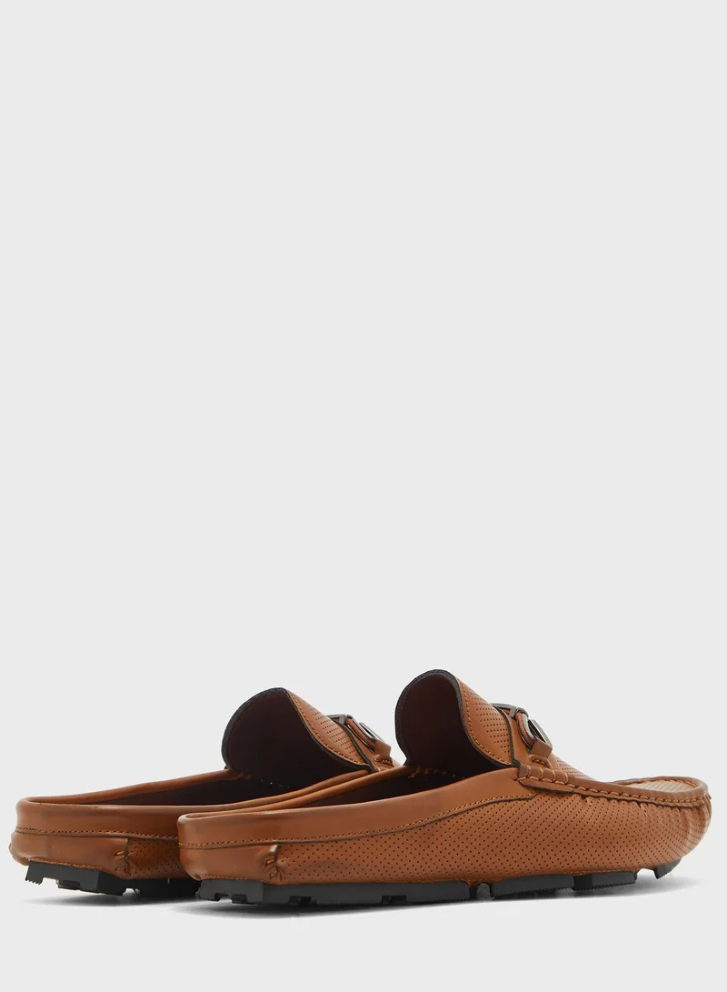 Robert Wood Faux Leather Moccasin Mules
