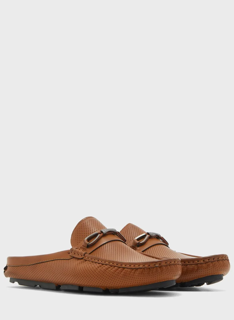Robert Wood Faux Leather Moccasin Mules