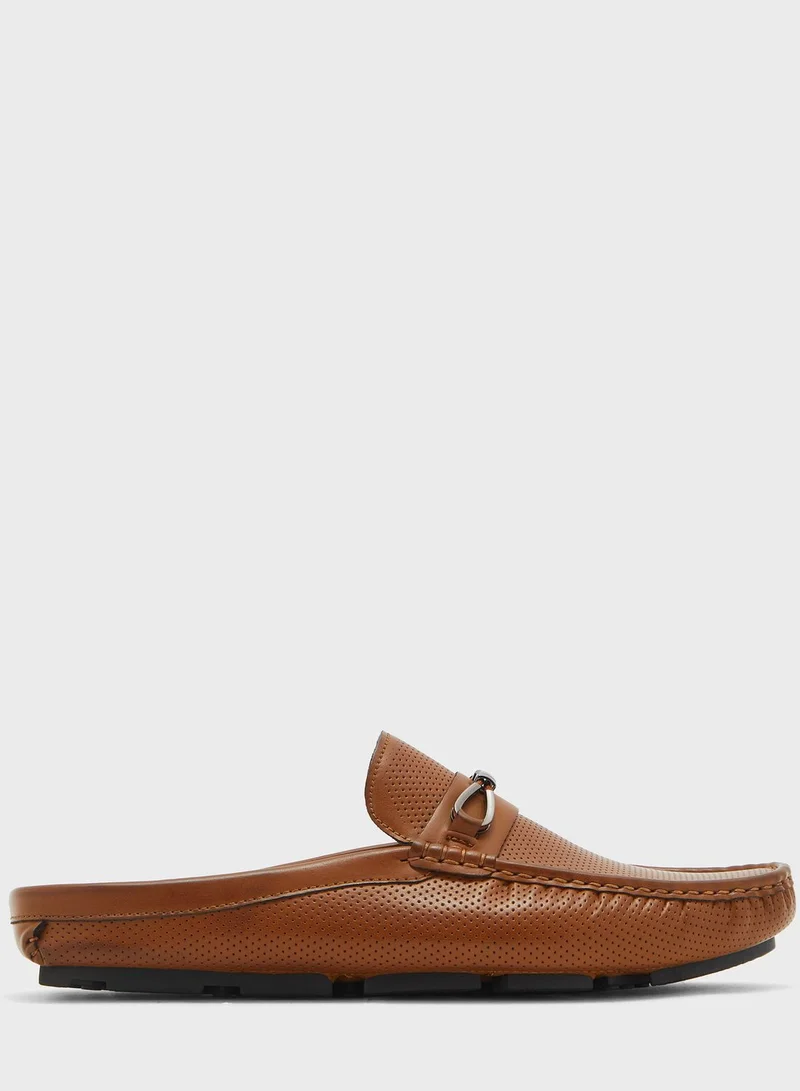 Robert Wood Faux Leather Moccasin Mules