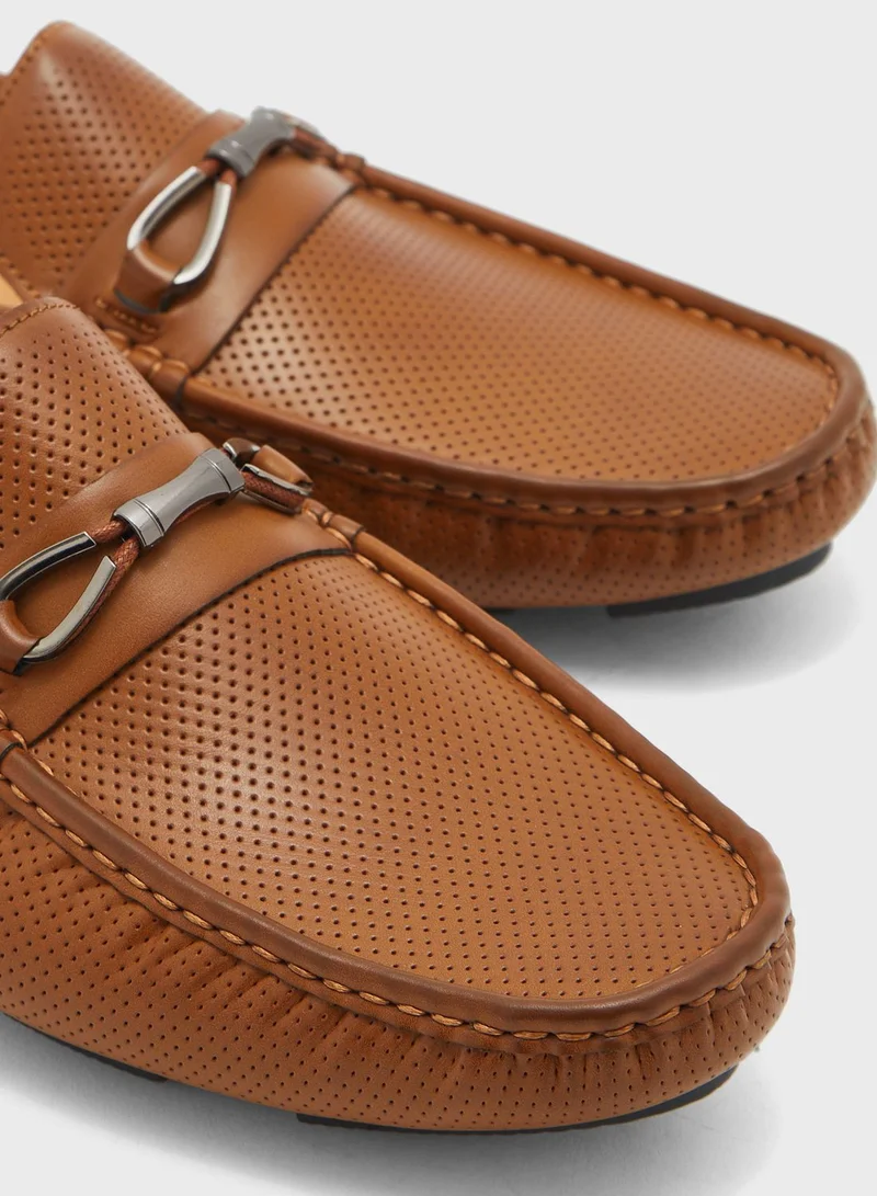Robert Wood Faux Leather Moccasin Mules