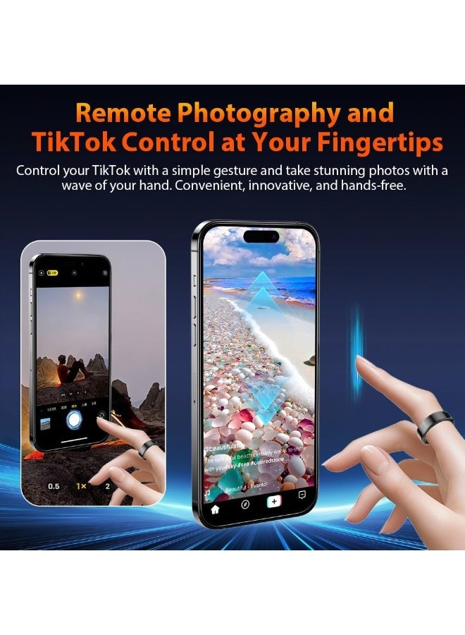 MUNTAQI خاتم ذكي لمراقبة الصحة مع شاشة LED – خاتم تتبع اللياقة البدنية بتقنية بلوتوث للرجال والنساء، مقاوم للماء IP68، متتبع النشاط، معدل ضربات القلب، النوم وعدد الخطوات، خاتم ذكي للصحة مع مزامنة التطبيق - Image 2