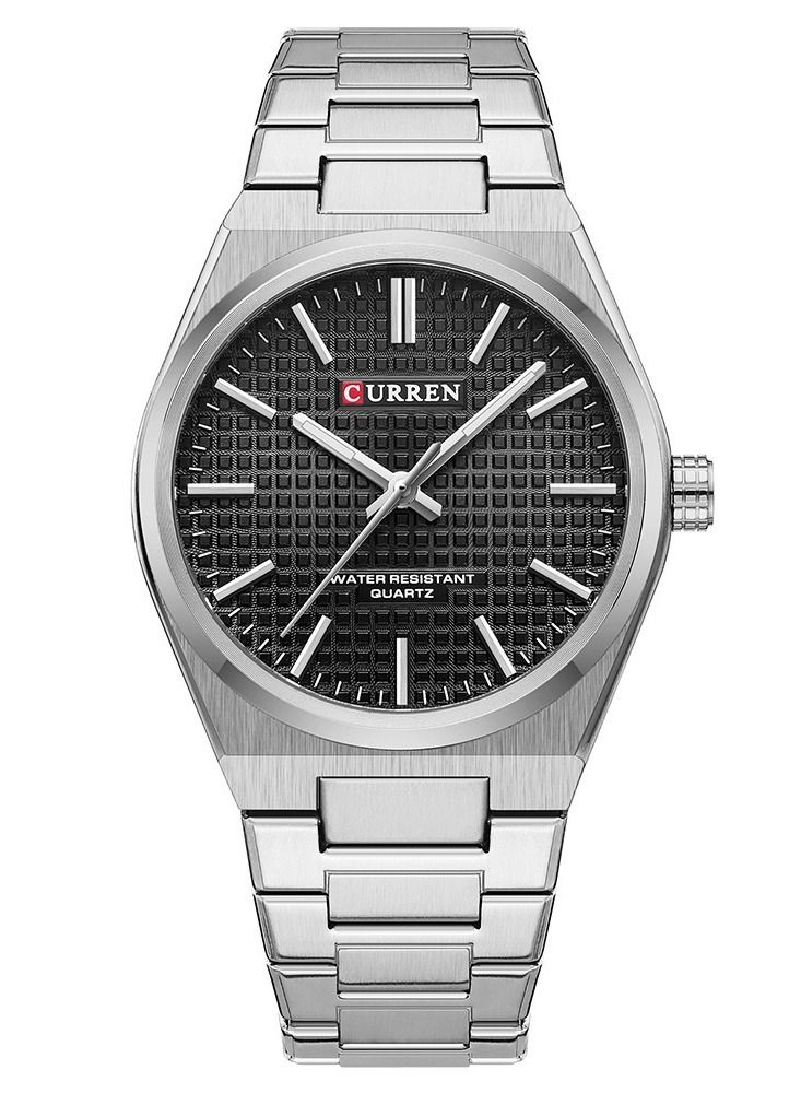 CURREN 8439M Men Quartz Minimalist Grid Business Watch Stainless Steel Band Alloy Case Fashion Multifunction Wristwatch Abrastion Resistant glass 3ATM Luminous Display Watch - Image 1