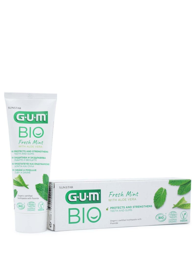 Gum Bio Fresh Mint with Aloe Vera Toothpaste Fluoride Cavities Protection Strengthens Teeth and Gums from 75ml
