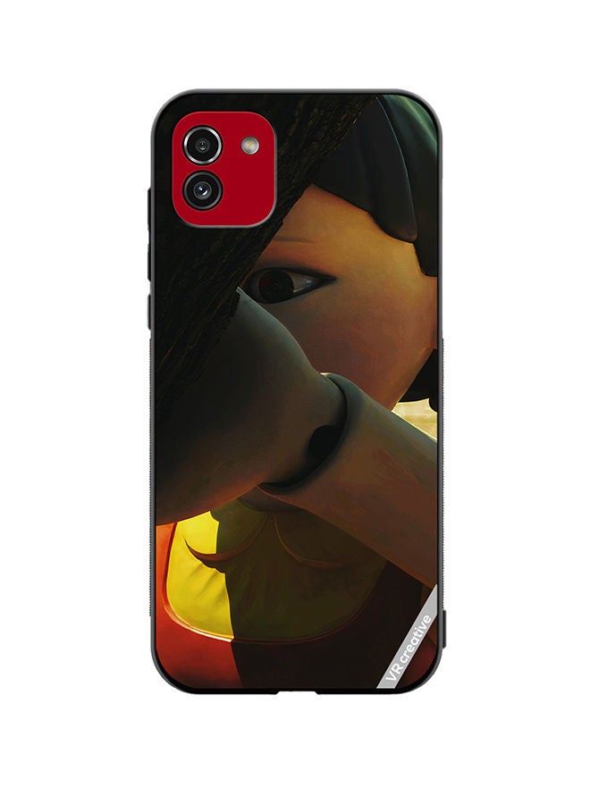 VR CREATIVE Protective Case Cover For Samsung Galaxy A03 Squid Game Girl Statue Design Multicolour - Image 1