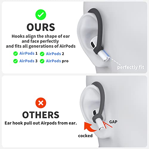 DamonLight Ear Hooks 2 Pairs for AirPods Pro 2 & 1, AirPods 4 & 3, Anti-Slip Comfortable Fit, Ergonomic Design, Accessories (Small, Black) - Image 2