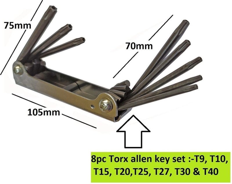 Inditrust NEW Torx Allen key set size T9 T10 T15 T20 T25 T27 T30 and T40 (Pack of 1) Folding Allen Key Set - Image 2