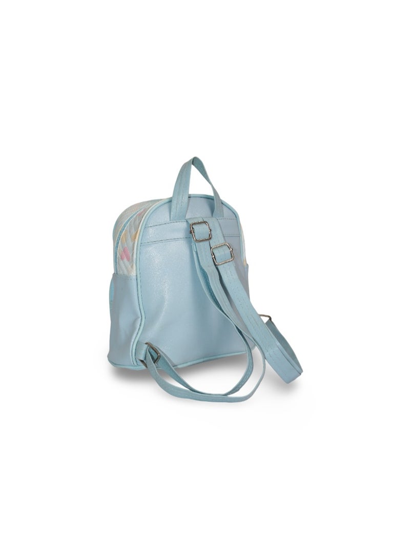 Girls Mini Backpack – Baby Blue with Butterflies Print - Image 2