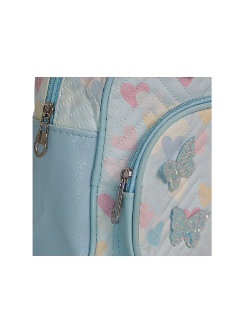 Girls Mini Backpack – Baby Blue with Butterflies Print - Image 3