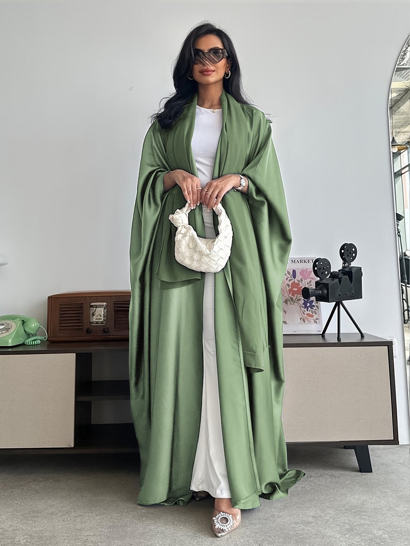 New Popular Fashion Item: Women's Solid Color Dress, Versatile Casual Loose Batwing Sleeve Long Cardigan Coat