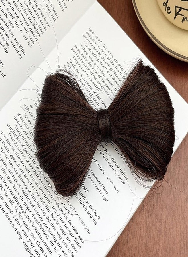 VANTOBEST 2PCS Bowknot Wig Clips with Fake Hair Buns Hair Extensions Clips Decorative Hair Barrettes for Women Girls (Dark Brown) - Image 4