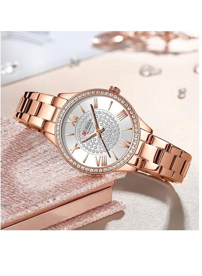 CURREN CURREN 9084 Original Brand Stainless Steel Band Wrist Watch For Women With Box  - Image 1