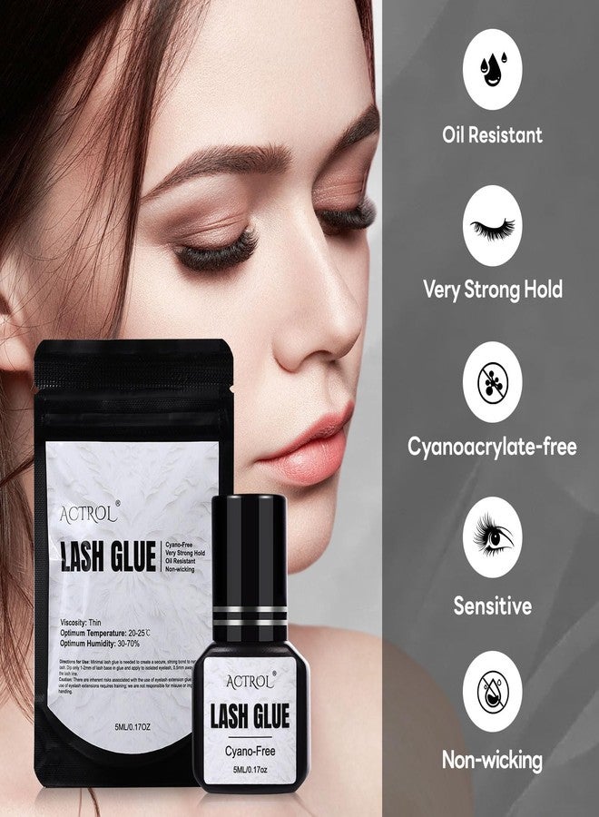 ACTROL Lash Glue Cyano-Free Waterproof 8 Weeks Long Lashting Individual Eyelash Glue Oil-Resistant Lash Adhesive Stron g Hold 5ml - Image 4