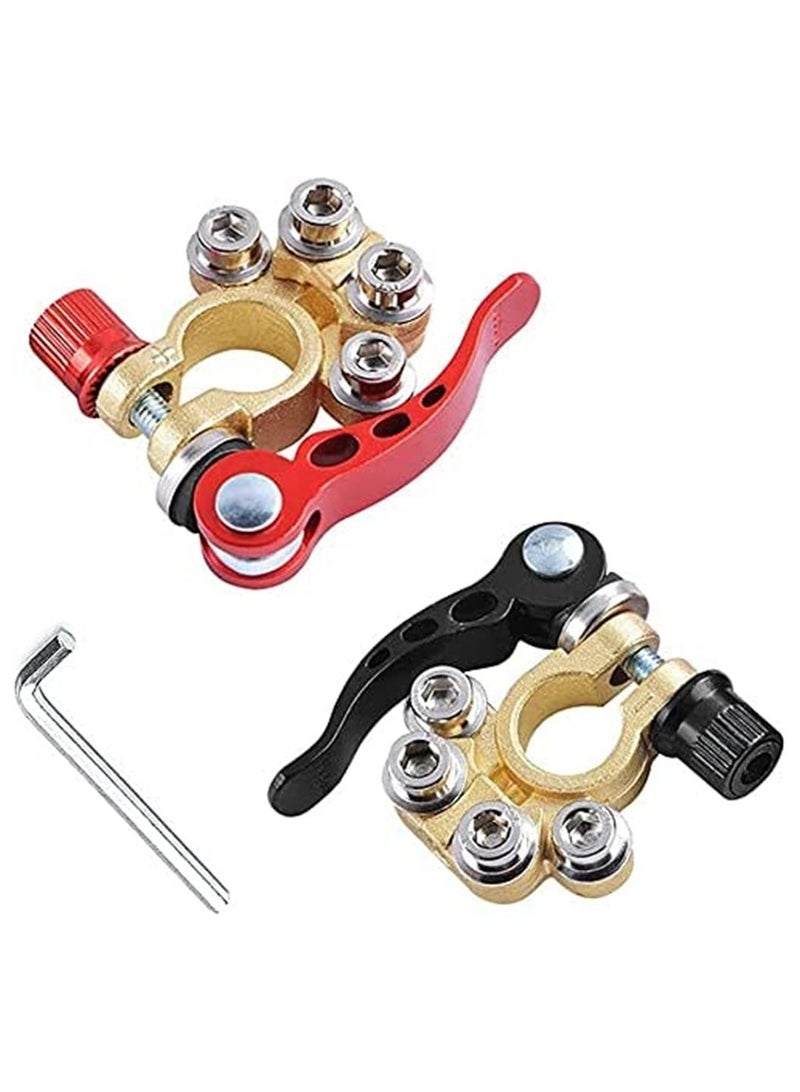 Excefore Battery Terminal Clamp Connectors 2Pcs 4 Way Positive Negative Car Battery Terminals Connector Quick Release Disconnect for SAE/JIS Type A Posts - Image 1