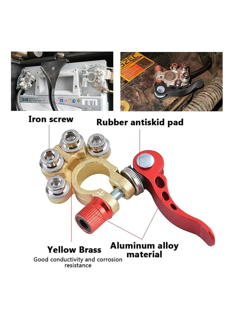 Excefore Battery Terminal Clamp Connectors 2Pcs 4 Way Positive Negative Car Battery Terminals Connector Quick Release Disconnect for SAE/JIS Type A Posts - Image 4