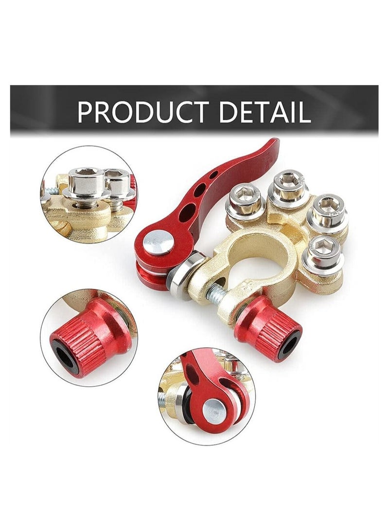 Excefore Battery Terminal Clamp Connectors 2Pcs 4 Way Positive Negative Car Battery Terminals Connector Quick Release Disconnect for SAE/JIS Type A Posts - Image 2