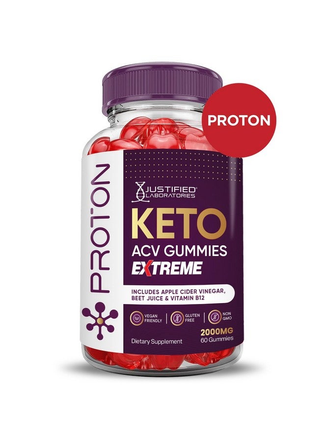 Justified Laboratories Proton Protein Keto ACV Gummies Extreme 2000MG Proton Keto Gummies Apple Cider Vinegar Formulated with Pomegranate Beet Juice Powder B12 Vegan Non GMO 60 Gummys - Image 3