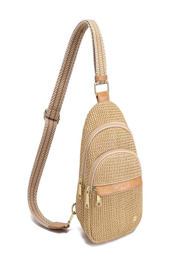 AOCINA Straw Summer Purse for Women Hawaiian Woven Crossbody Bags RFID Sling Bag Beach Travel Vacation Essentials Beach Gifts for Women(Front Zipper with Boho Strap Khaki) - Image 1