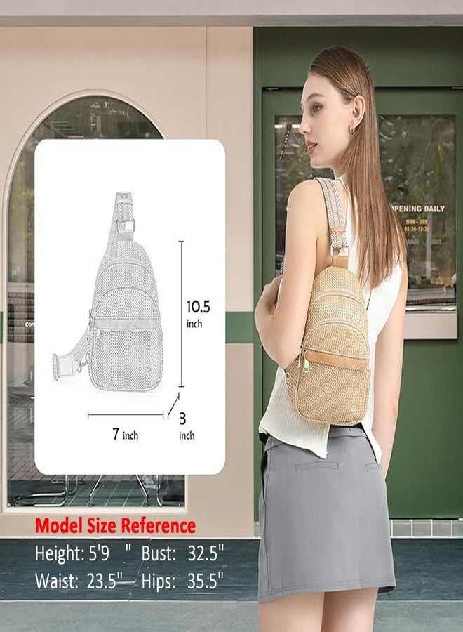 AOCINA Straw Summer Purse for Women Hawaiian Woven Crossbody Bags RFID Sling Bag Beach Travel Vacation Essentials Beach Gifts for Women(Front Zipper with Boho Strap Khaki) - Image 2
