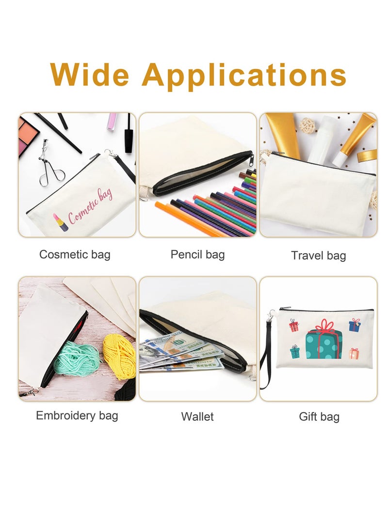 SYOSI أكياس مستحضرات التجميل التسامي أكياس ماكياج نقل الحرارة فارغة مع اسهم معصمه DIY بها بنفسك الحرفية السفر قماش سستة أكياس قلم رصاص متعددة الأغراض حقيبة أدوات الزينة السفر 10 قطعة - Image 5