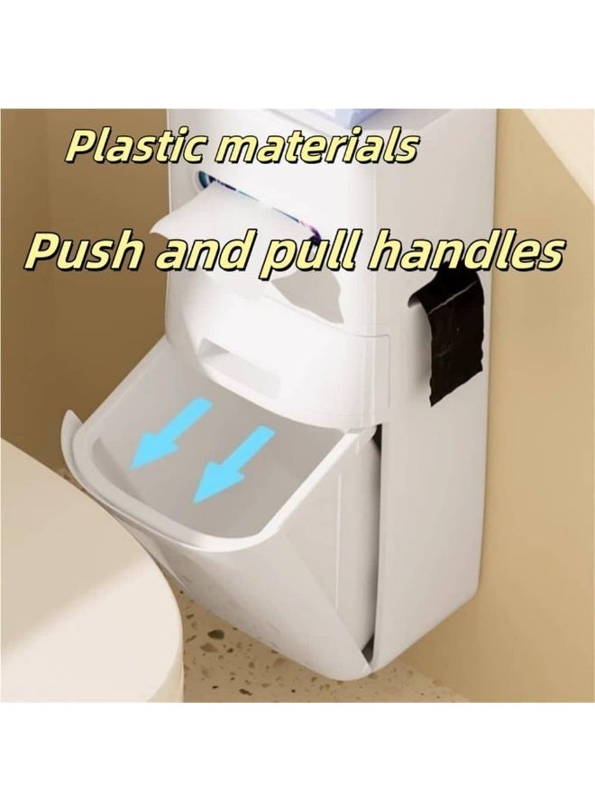 Anmi Hanging Trash Can for Bathroom kitchen ，Space-Saving Plastic Garbage Bin with Storage Shelf，Multi Function Office Trash Can - Image 3