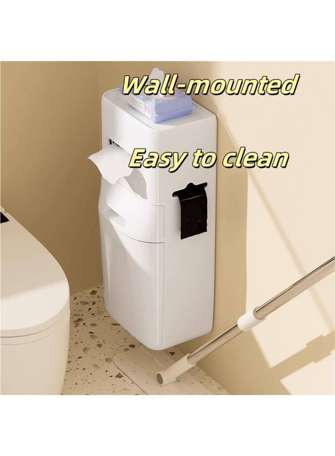 Anmi Hanging Trash Can for Bathroom kitchen ，Space-Saving Plastic Garbage Bin with Storage Shelf，Multi Function Office Trash Can - Image 4