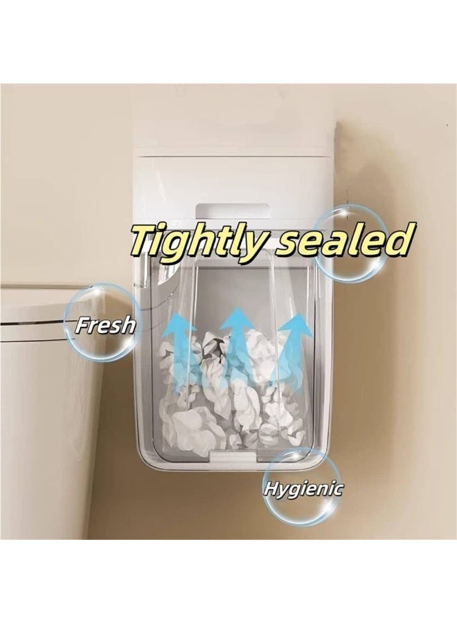 Anmi Hanging Trash Can for Bathroom kitchen ，Space-Saving Plastic Garbage Bin with Storage Shelf，Multi Function Office Trash Can - Image 5