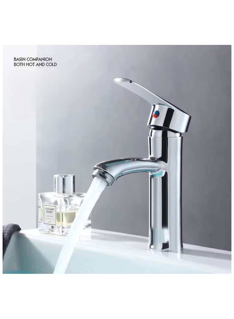 Basin Mixer Bathroom Sink Hot And Cold Faucet Single Handle Washbasin Faucet With Included Two Hoses  - Image 2