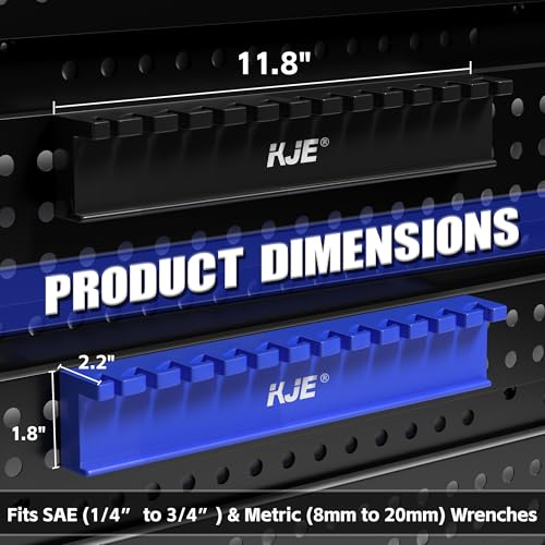 KJE 2Piece 13Slot Magnetic Wrench organizer Wrench Hanger holder Rack Fits SAE 14 to 34 Metric 8mm to 20mm Wrenches Magnetic Wrench Rack Set for Toolbox or Workshop - Image 3