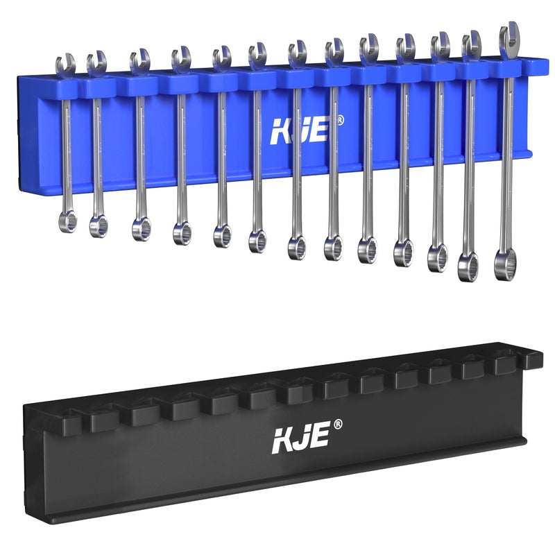 KJE 2Piece 13Slot Magnetic Wrench organizer Wrench Hanger holder Rack Fits SAE 14 to 34 Metric 8mm to 20mm Wrenches Magnetic Wrench Rack Set for Toolbox or Workshop - Image 2
