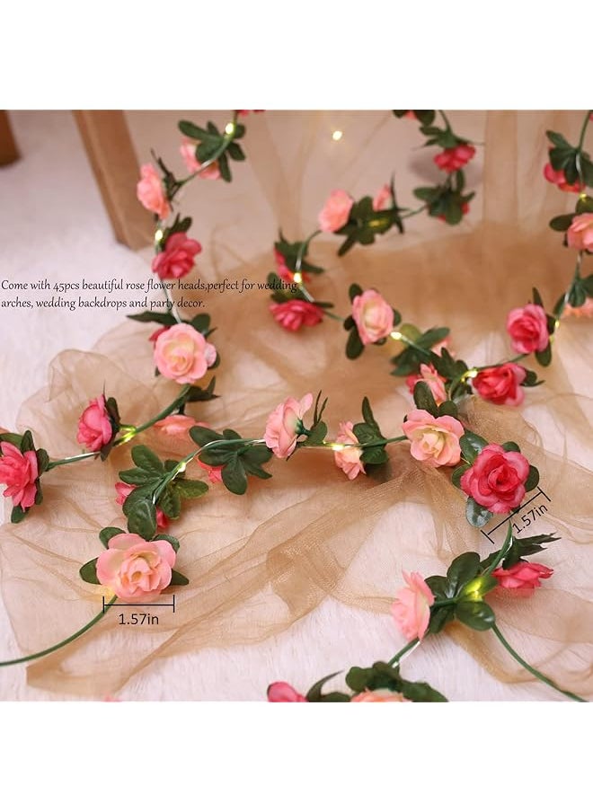 erorex - Flower Rose Vine Fairy String Lights Battery Powered Artificial Rose Flower Garland With Lights For Valentine Day Wedding Birthday Party Bedroom Home Garden Decor 2 Pack 50 Led - Image 1