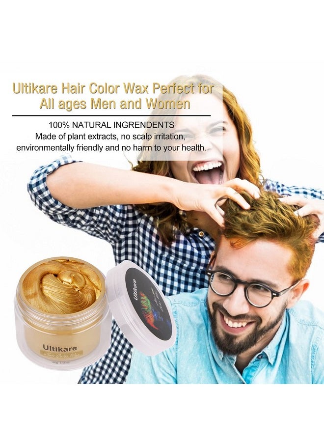Ultikare Or Wax Blonde, Ultikare Instant Hair Dye Cream Mud Washable Temporary Hair Dye Natural Hairstyle Color Pomade For Party, Cosplay, Halloween (Gold)  - Image 2