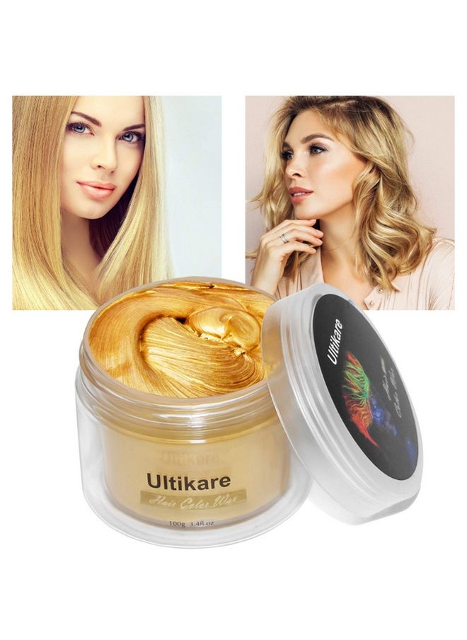 Ultikare Or Wax Blonde, Ultikare Instant Hair Dye Cream Mud Washable Temporary Hair Dye Natural Hairstyle Color Pomade For Party, Cosplay, Halloween (Gold)  - Image 1