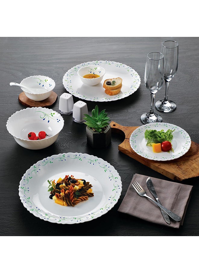 Cello Cello Opalware Dazzle Series Tropical Lagoon Dinner Set, 18 Units | Light-Weight, Daily Use Crockery Set for Dining | White Plate and Bowl Set  - Image 1