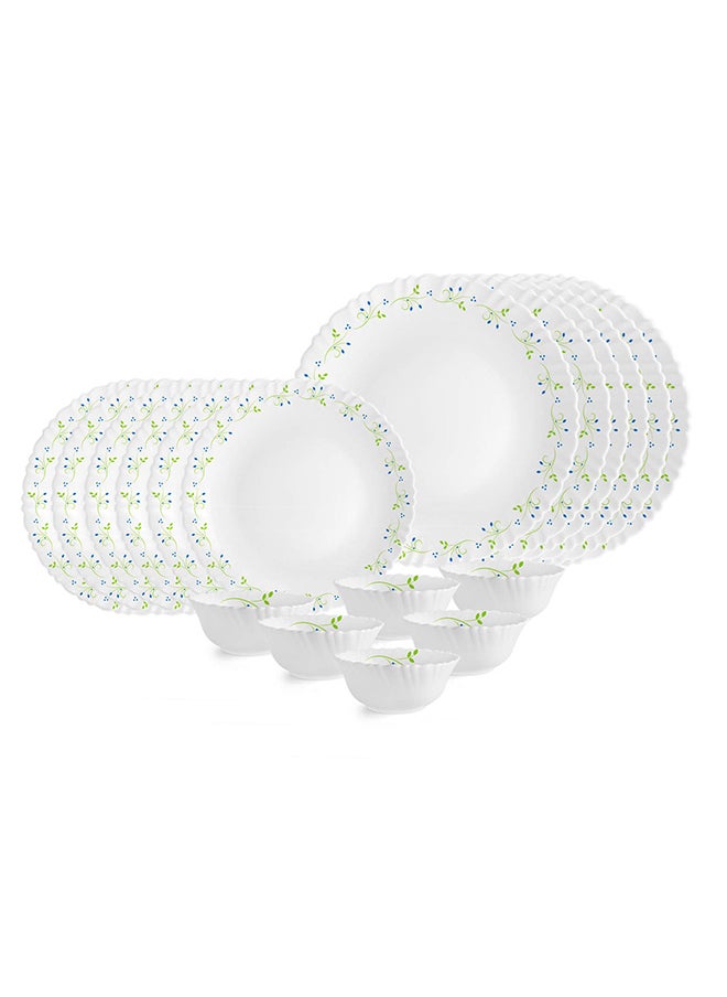 Cello Cello Opalware Dazzle Series Tropical Lagoon Dinner Set, 18 Units | Light-Weight, Daily Use Crockery Set for Dining | White Plate and Bowl Set  - Image 2